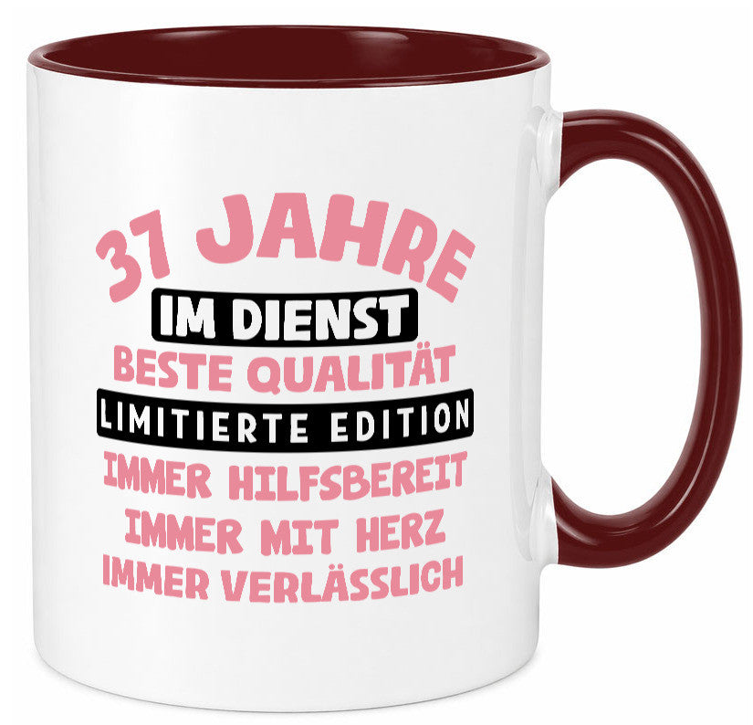 37 Jahre im Dienst | Jubiläum Arbeit v11 lustig Kollegen Büro Geschenk Tasse