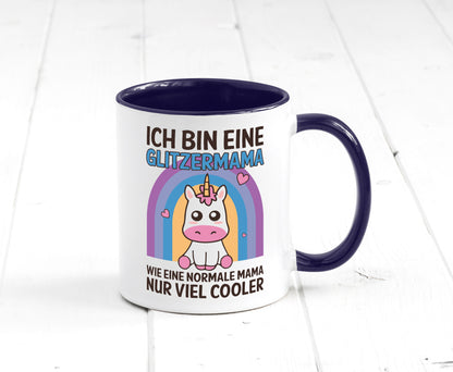 Glitzermama, wie normal, nur cooler | Einhorn Geschenkidee Familie Humor Tasse