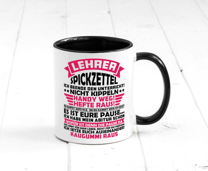 Lehrer Spickzettel | Beruf Tasse lustiger Spruch vl8 Geschenkidee Arbeit