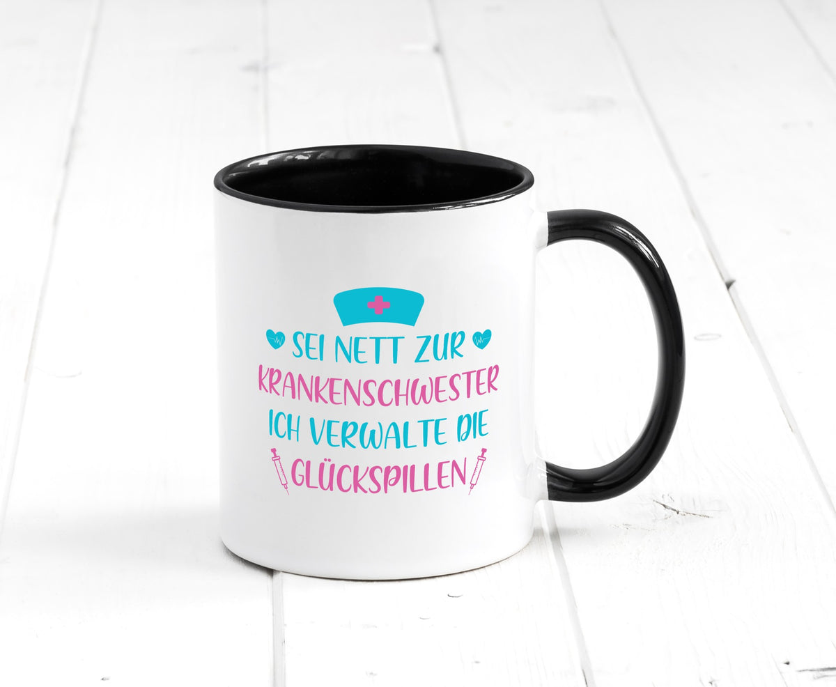 Krankenschwester verwaltet Glückspille | Herzschlag |Spritze lustig Humor Tasse