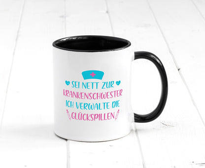 Krankenschwester verwaltet Glückspille | Herzschlag |Spritze lustig Humor Tasse