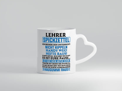 Lehrer Spickzettel | Beruf Tasse lustiger Spruch vl10 Geschenkidee Arbeit