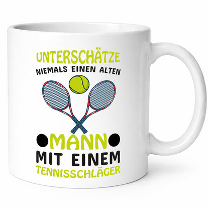 Alter Mann mit Tennis Schläger | Männer Tasse Humor lustiger Spruch Geschenk