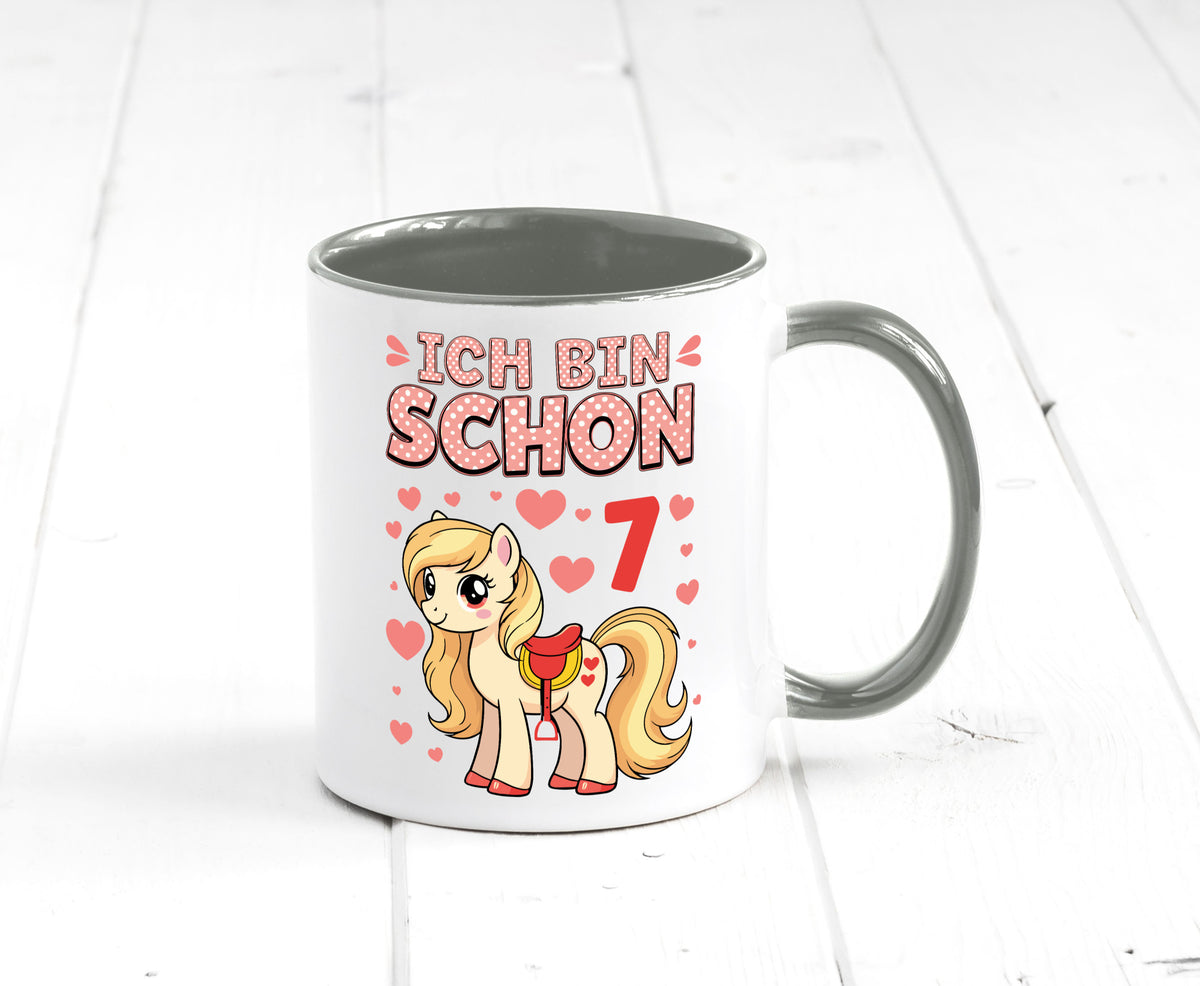 7. Geburtstag | 7 Jahre Mädchen Reiten Pony lustiger Spruch Geschenk Tasse