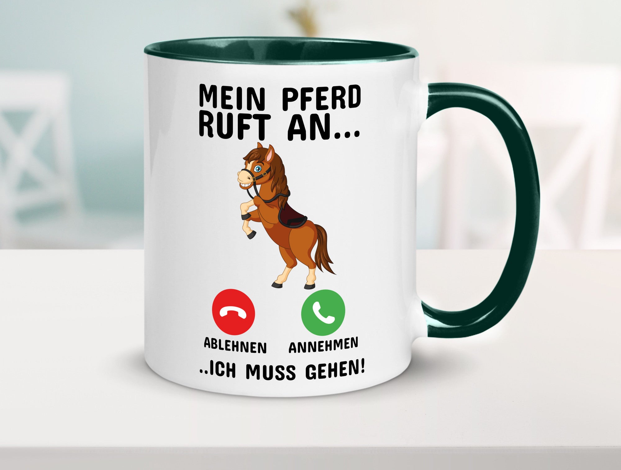 Mein Pferd ruft an Humor Geschenkidee Tasse
