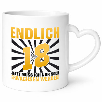 Endlich 18 Geschenkidee Humor Tasse