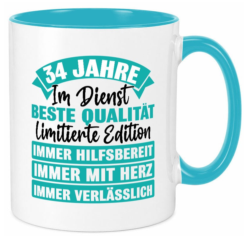 34 Jahre im Dienst | Jubiläum Arbeit Humor Kollegen Büro Geschenkidee Tasse