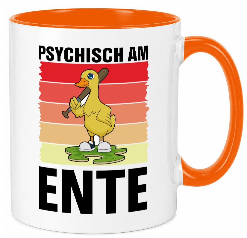 Psychisch am Ente | mit Baseball schläger Sunset v2 lustig Humor Geschenkidee Tasse