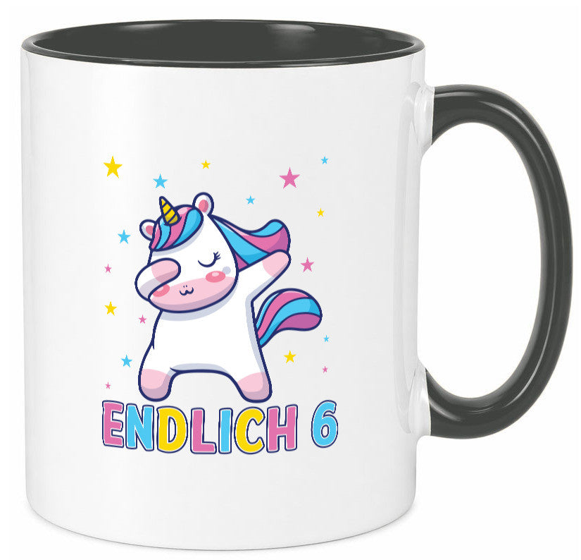 Endlich 6 | Einhorn Sterne lustiger Spruch Geschenk Humor Geschenkidee Tasse