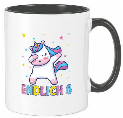 Endlich 6 | Einhorn Sterne lustiger Spruch Geschenk Humor Geschenkidee Tasse