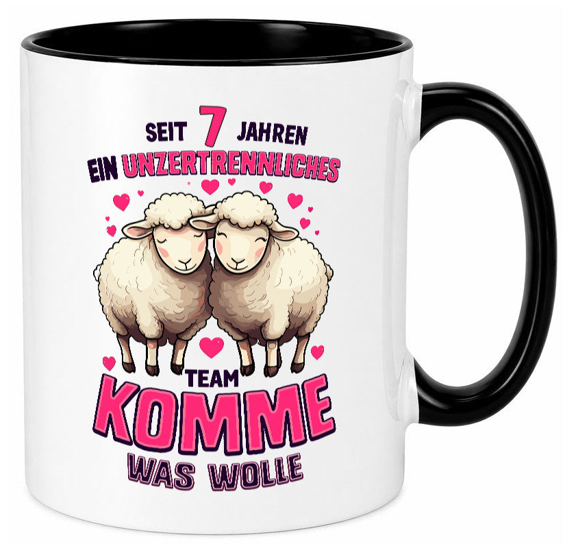 7 Jahre Verheiratet | ein Team Ehepaar v2 lustig Humor Geschenkidee Geschenk Tasse