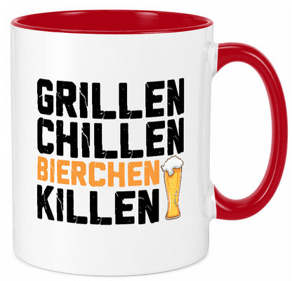 Grillen Chillen Bierchen Killen | Grillmeister Party Geschenk Humor Tasse