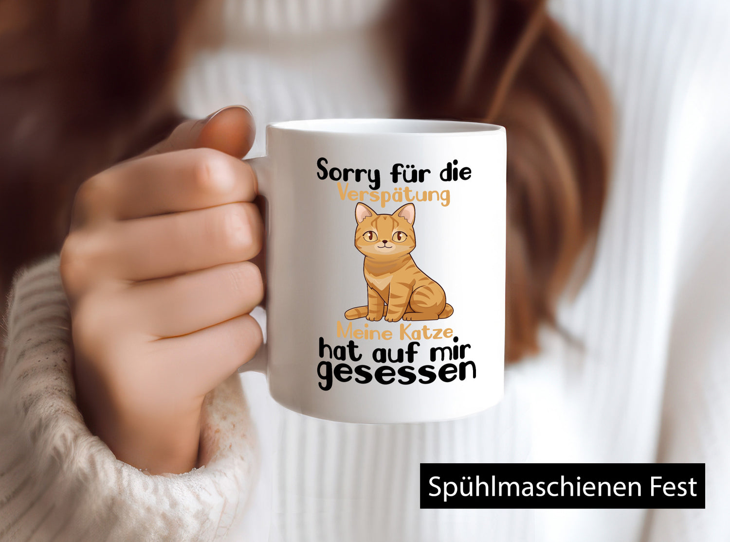 Sorry für die Verspätung | Chillen mit Katze Katzen Geschenkidee Tierliebhaber