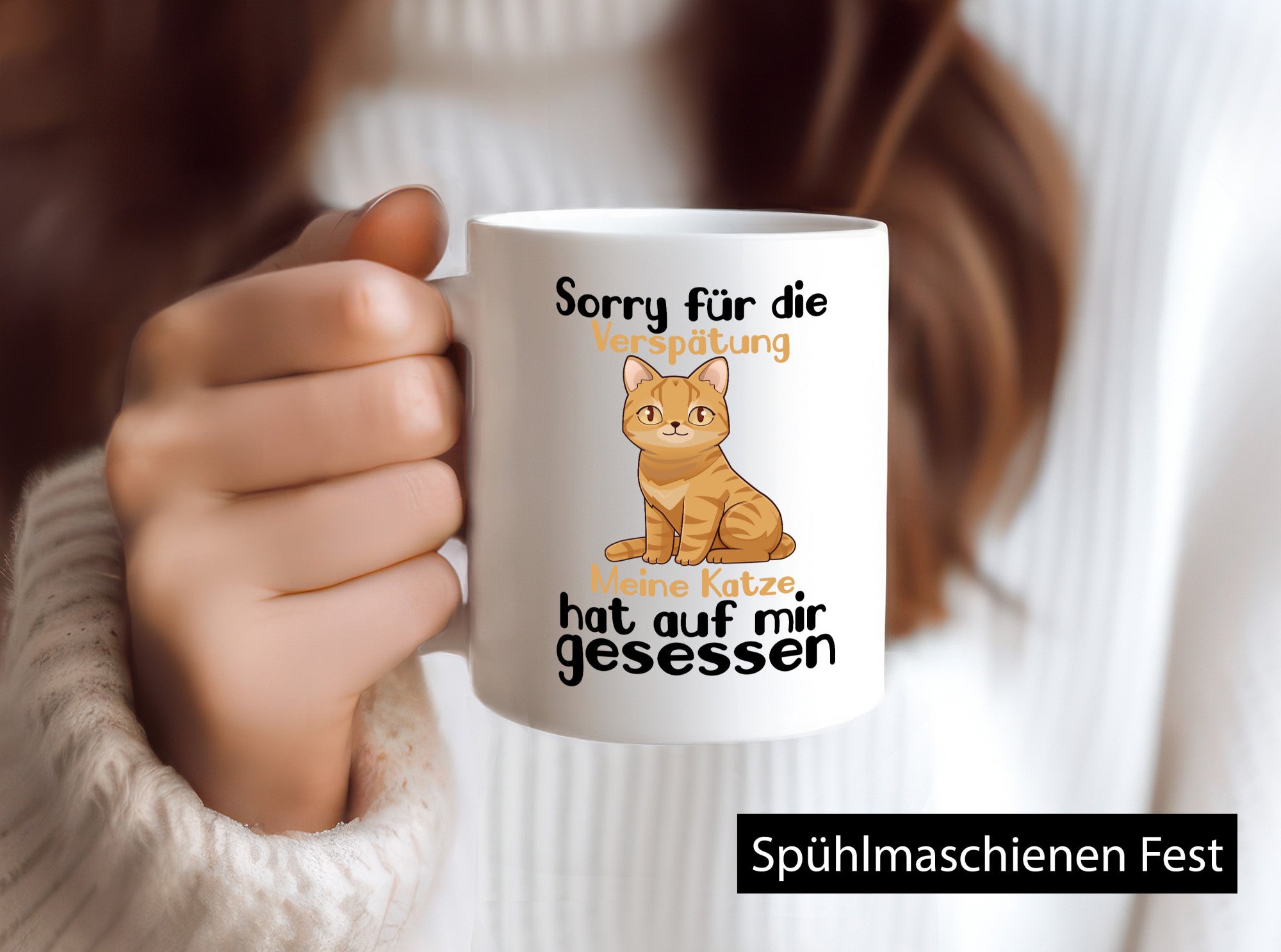Sorry für die Verspätung | Chillen mit Katze Katzen Geschenkidee Tierliebhaber