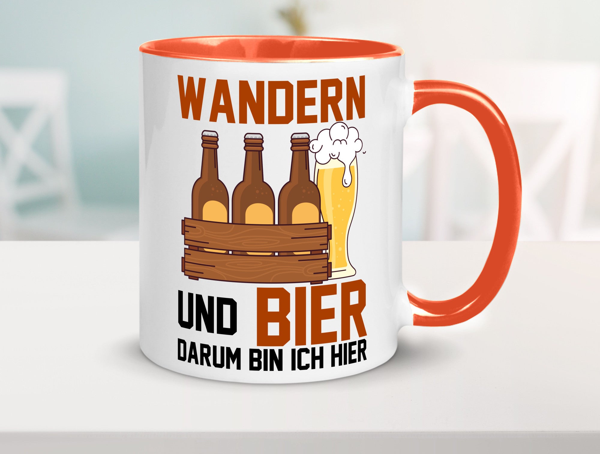 Wandern und Bier darum bin ich hier | Bierkasten lustiger Spruch Geschenk Humor