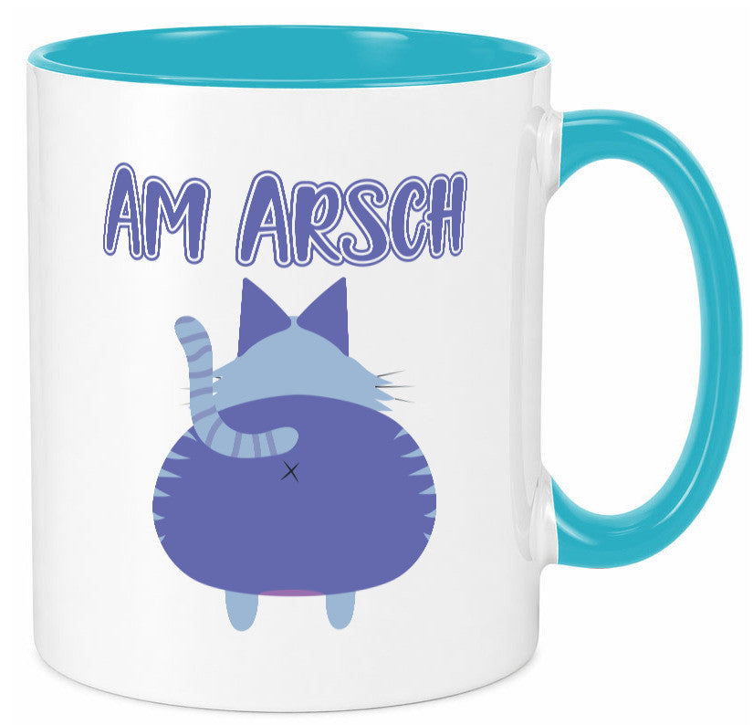 Am Arsch | Katzenmotiv Tasse Kollege Katzenbesitzer Geschenkidee Arbeit