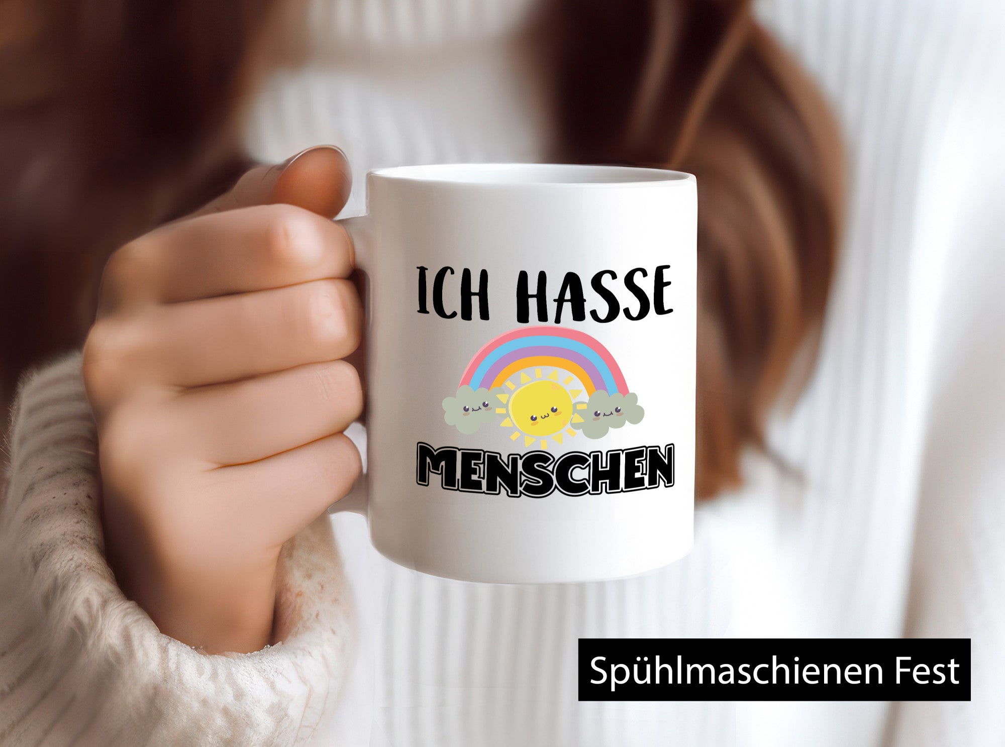 Ich hasse Menschen | Kinder Zeichnung Zyniker Tasse Geschenkidee Humor