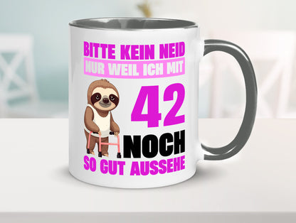 42. Geburtstag | Bitte kein neid Faultier 42 Jahre Geschenkidee Humor Tasse