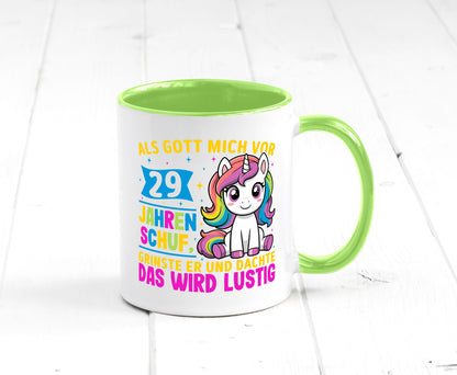 29. Geburtstag | Als Gott mich schuf 40 Jahre v2 Humor Geschenkidee Tasse