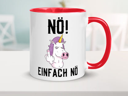 Einfach Nö | Keinen Bock Einhorn Mittelfinger Comic Geschenkidee Humor Tasse