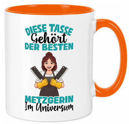 Im Universum: Metzgerin | Fleischerin Geschenk Humor Geschenkidee lustiger Tasse