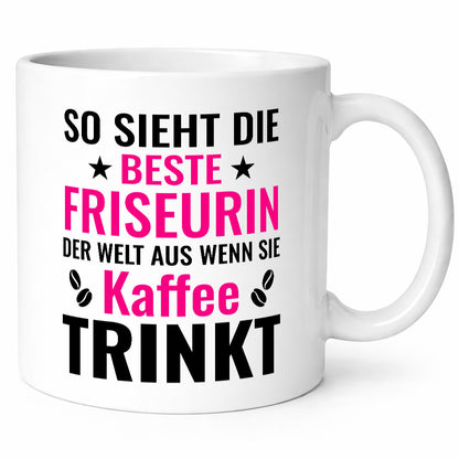 Kaffee trinkt: Friseurin | Friseuse Frisörin lustig Humor Geschenkidee Geschenk