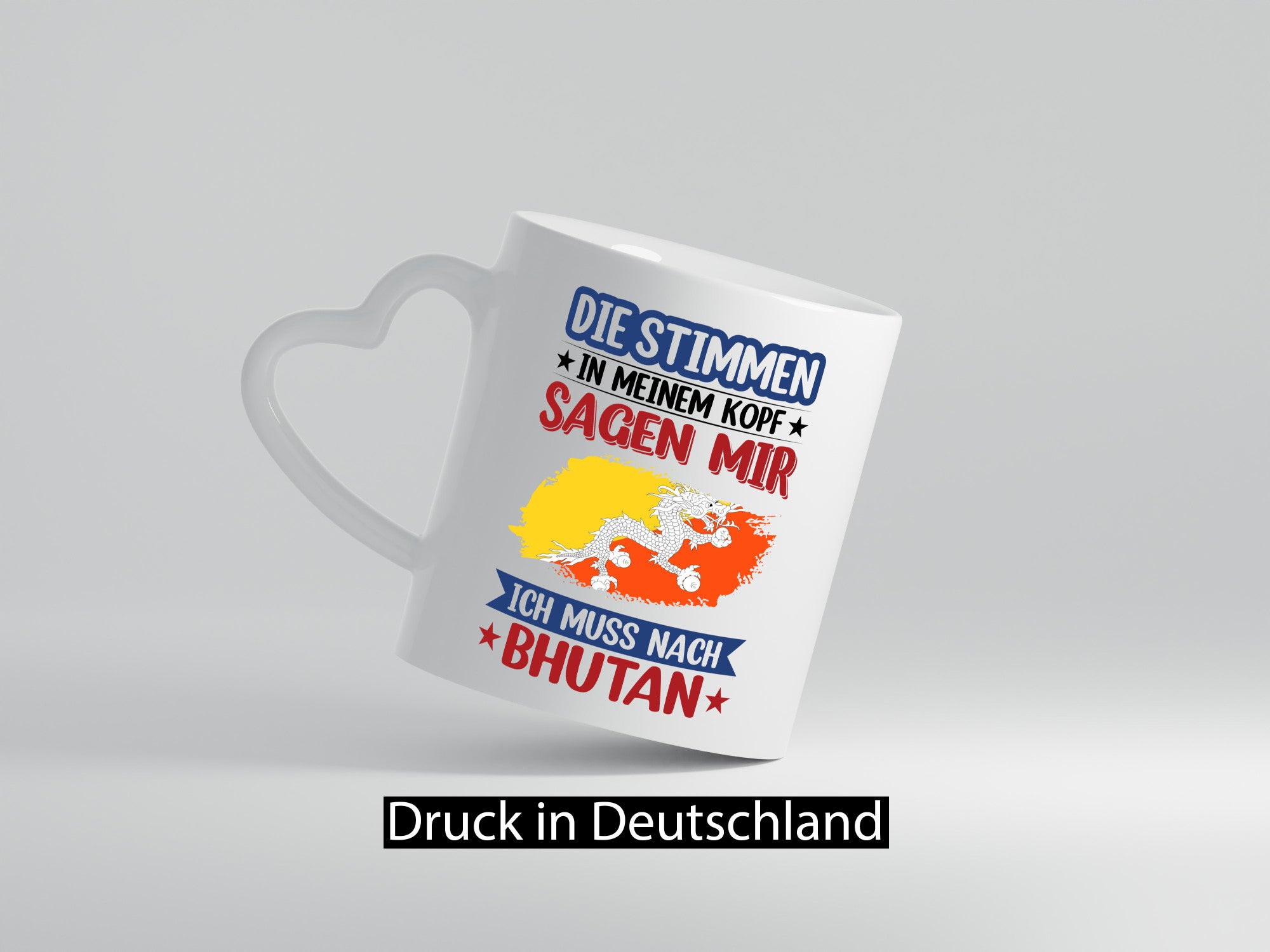 Bhutan | Urlaub Stimmen in meinem Kopf Traumland Geschenkidee Humor Tasse