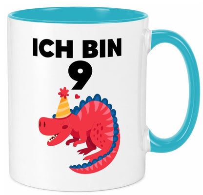 9. Geburtstag | Dino Dinosaurier 9 Jahre Geschenk Geschenkidee lustiger Spruch Tasse