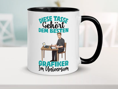 Im Universum: Grafiker | Grafik Design lustiger Spruch Geschenk Humor Tasse