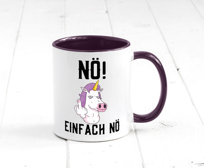 Einfach Nö | Keinen Bock Einhorn Mittelfinger Comic Geschenkidee Humor Tasse