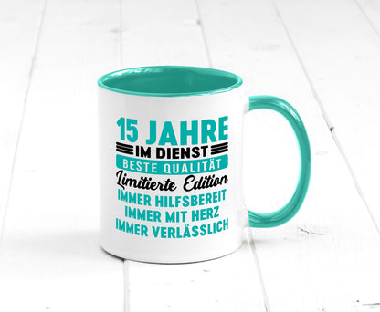 15 Jahre im Dienst | Jubiläum Arbeit v5 lustig Kollegen Büro Geschenk Tasse
