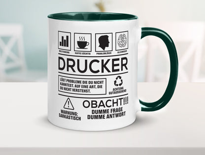 Achtung Probleme Drucker | Druckerei Print Medien Humor Geschenkidee Tasse
