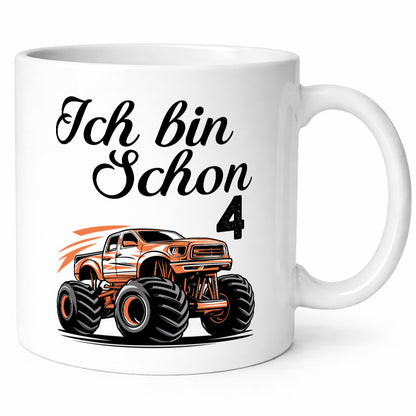 4. Geburtstag | Monster truck 4 Jahre Geschenkidee Humor Tasse