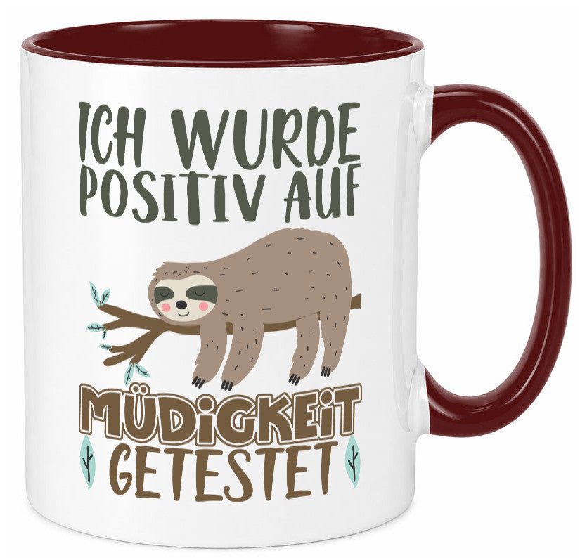 Positiv auf Müde getestet lustiger Spruch Geschenk Humor Geschenkidee Tasse