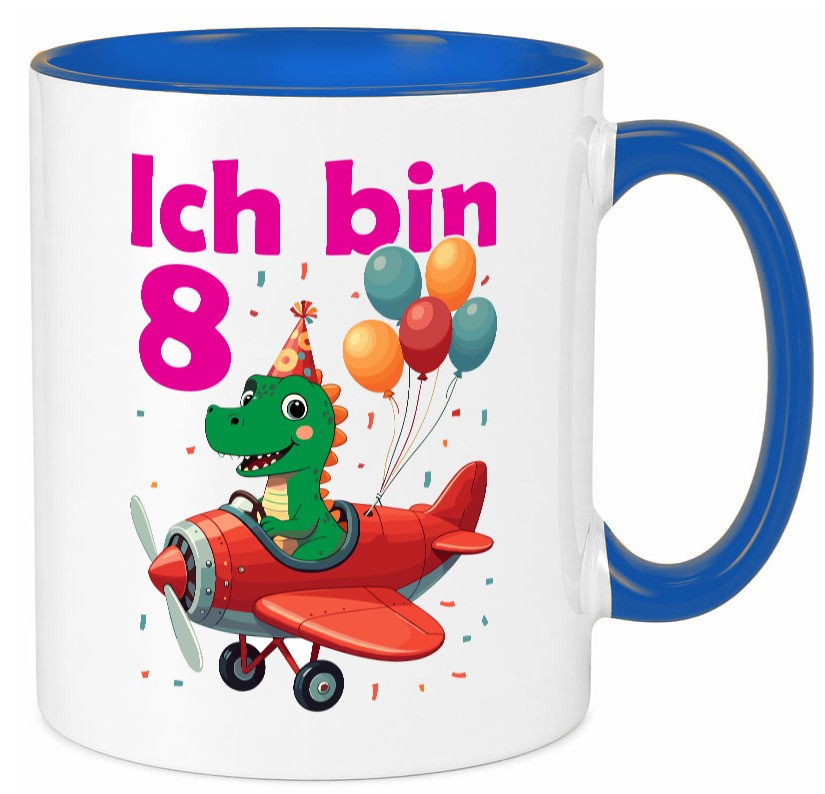 8. Geburtstag | 8 Jahre Drache Flugzeug Geschenk Geschenkidee lustiger Spruch Tasse