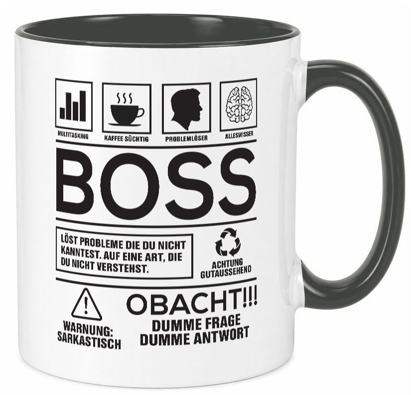 Achtung Probleme Boss | Führungskraft Vorgesetzter lustig Humor Geschenkidee Tasse