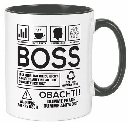 Achtung Probleme Boss | Führungskraft Vorgesetzter lustig Humor Geschenkidee Tasse