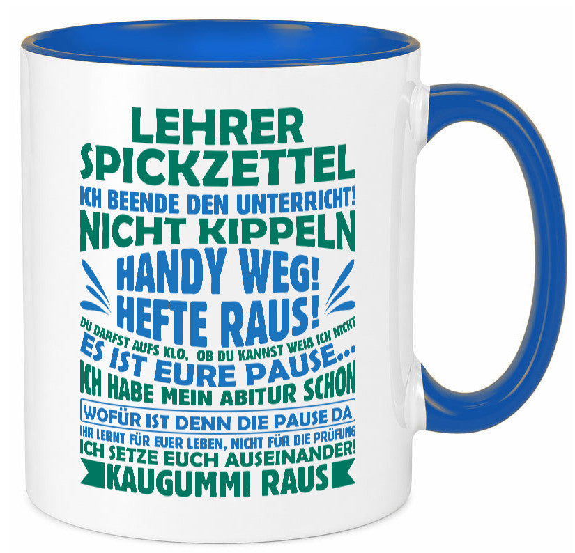 Lehrer Spickzettel | Beruf Tasse lustiger Spruch vl2 Geschenk Arbeit Kollegen