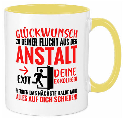 Glückwunsch zur Flucht | Abschied Arbeitskollegen Humor Arbeit Kollegen Büro Tasse