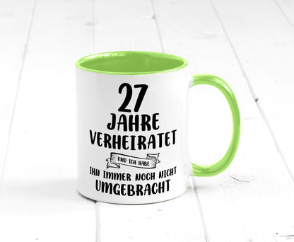 27 Jahre Verheiratet, immer noch am Leben! Geschenkidee Humor Tasse