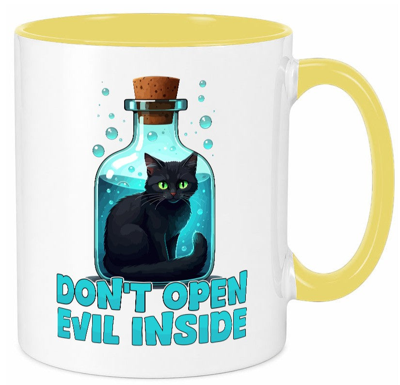 Dont open Evil inside | Böse Katze Schwarze Geschenkidee Tierliebhaber Humor Tasse