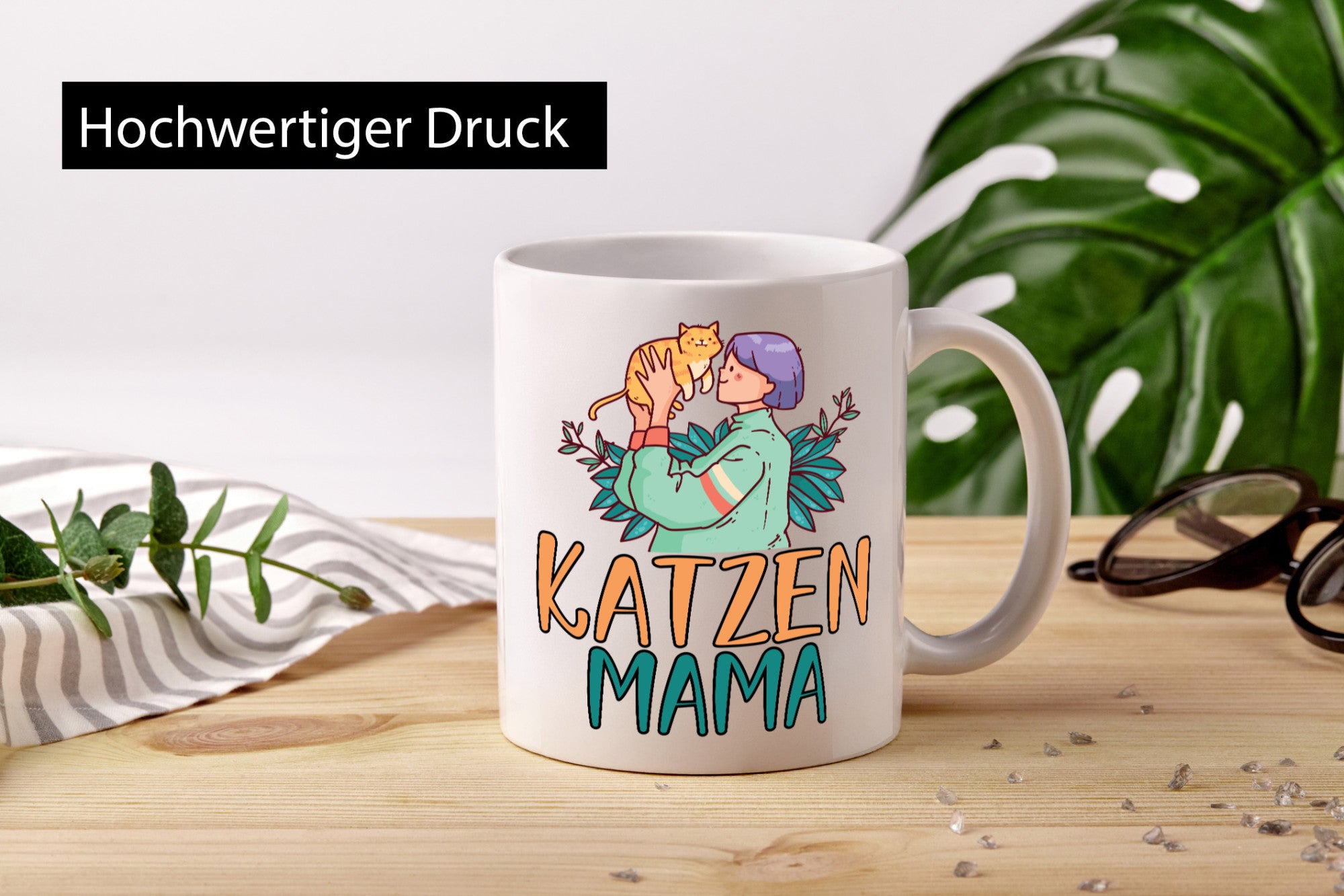 Katzenmama | Katze Mensch Pflanze lustig Familie Geschenkidee Geschenk Tasse