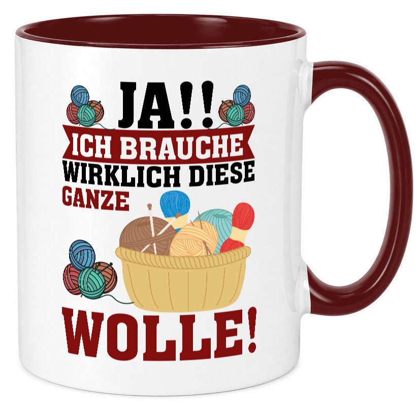 Ja! Ich brauche Wolle | häkeln Häkelzubehör Geschenk Humor Geschenkidee Tasse