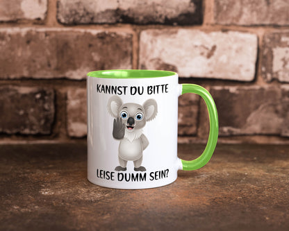 Bitte leise dumm sein | frecher Koala Flüstern Comic Humor Geschenkidee Tasse