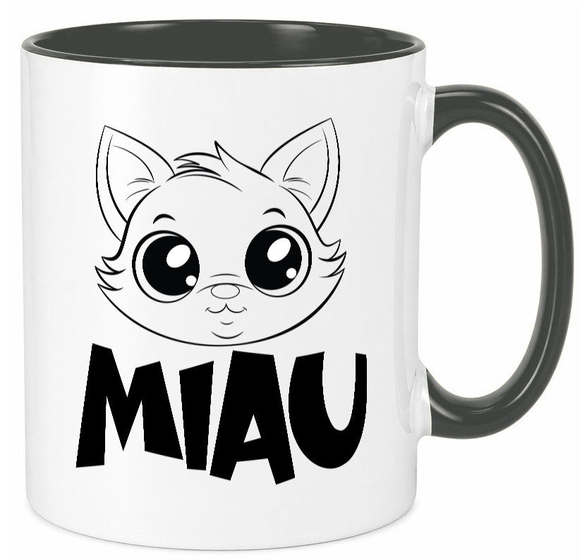 Miau | Katze Geschenkidee Tierliebhaber Humor Tasse