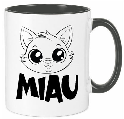 Miau | Katze Geschenkidee Tierliebhaber Humor Tasse