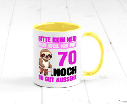 70. Geburtstag | Bitte kein neid Faultier 70 Jahre v2 Humor Geschenkidee Tasse