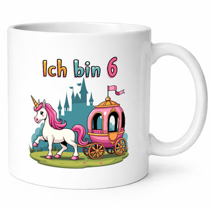 6. Geburtstag | Prinzessin in Kutsche Einhorn Geschenkidee Humor Tasse