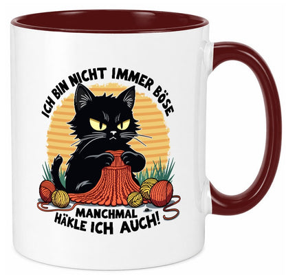 Manchmal Häkle ich auch | Schwarze Katze Häkeln lustig Tierliebhaber Humor Tasse