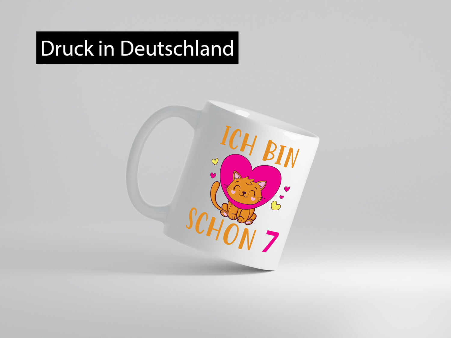 Ich bin schon 7 | Katze Herzchen Geschenkidee Tierliebhaber Humor Tasse